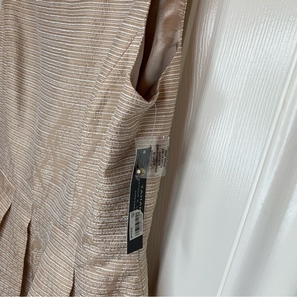 Tahari Sharon Fit & Flare Beaded Cocktail Dress 12 NWT Taupe Beige Party Classy - Picture 4 of 15